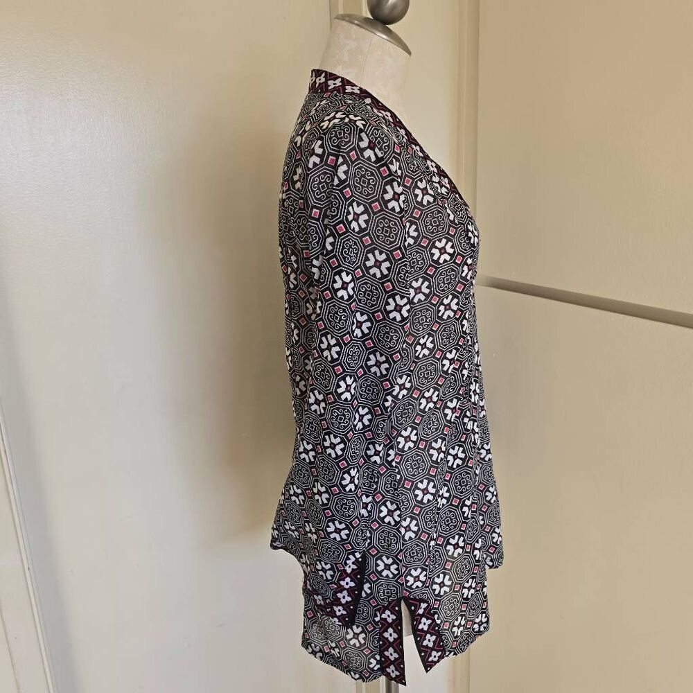 Anne Cole Collections Deep V-Neck Tunic, Blk/Pink/Wht, Cotton, Thigh Lgth.NWOT, - Picture 7 of 9